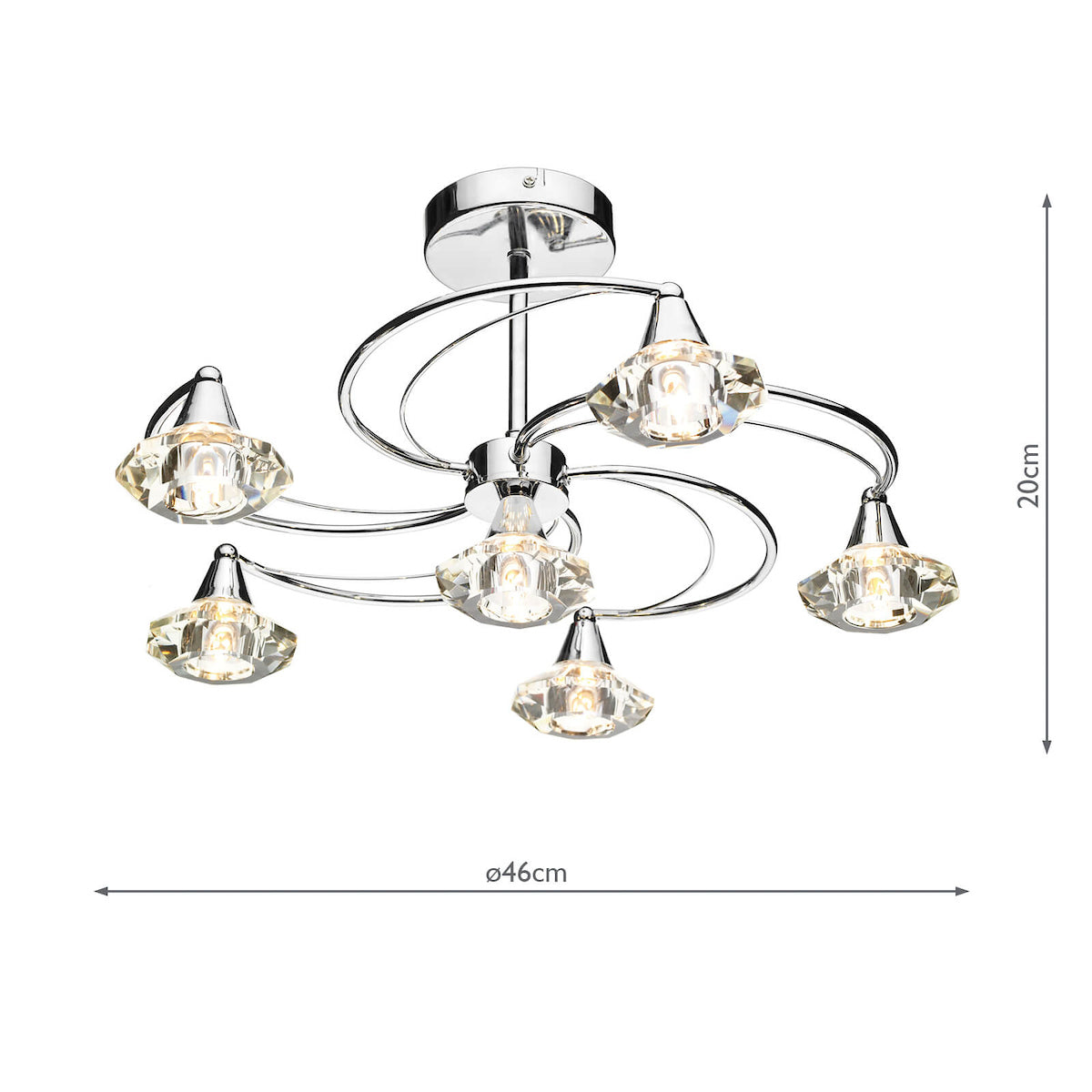 Luther 6 Light Semi-Flush Silver Ceiling Light