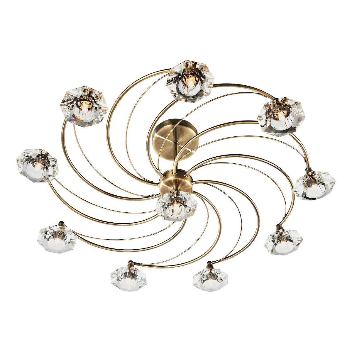 Luther 10 Light Semi-Flush Gold Ceiling Light