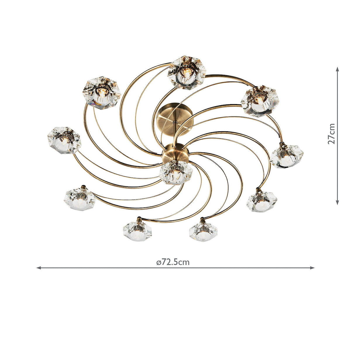Luther 10 Light Semi-Flush Gold Ceiling Light