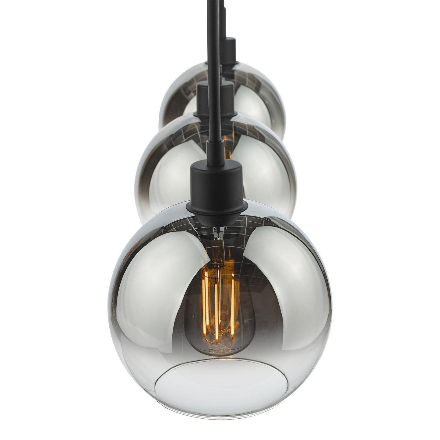 Lycia 3 Light Black & Ombre Glass Ceiling Pendant Bar