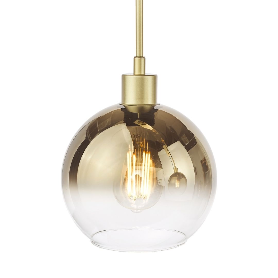 Lycia 3 Light Gold & Ombre Glass Ceiling Pendant Bar