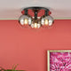 Lycia 3 Light Black & Ombre Glass Flush Ceiling Light