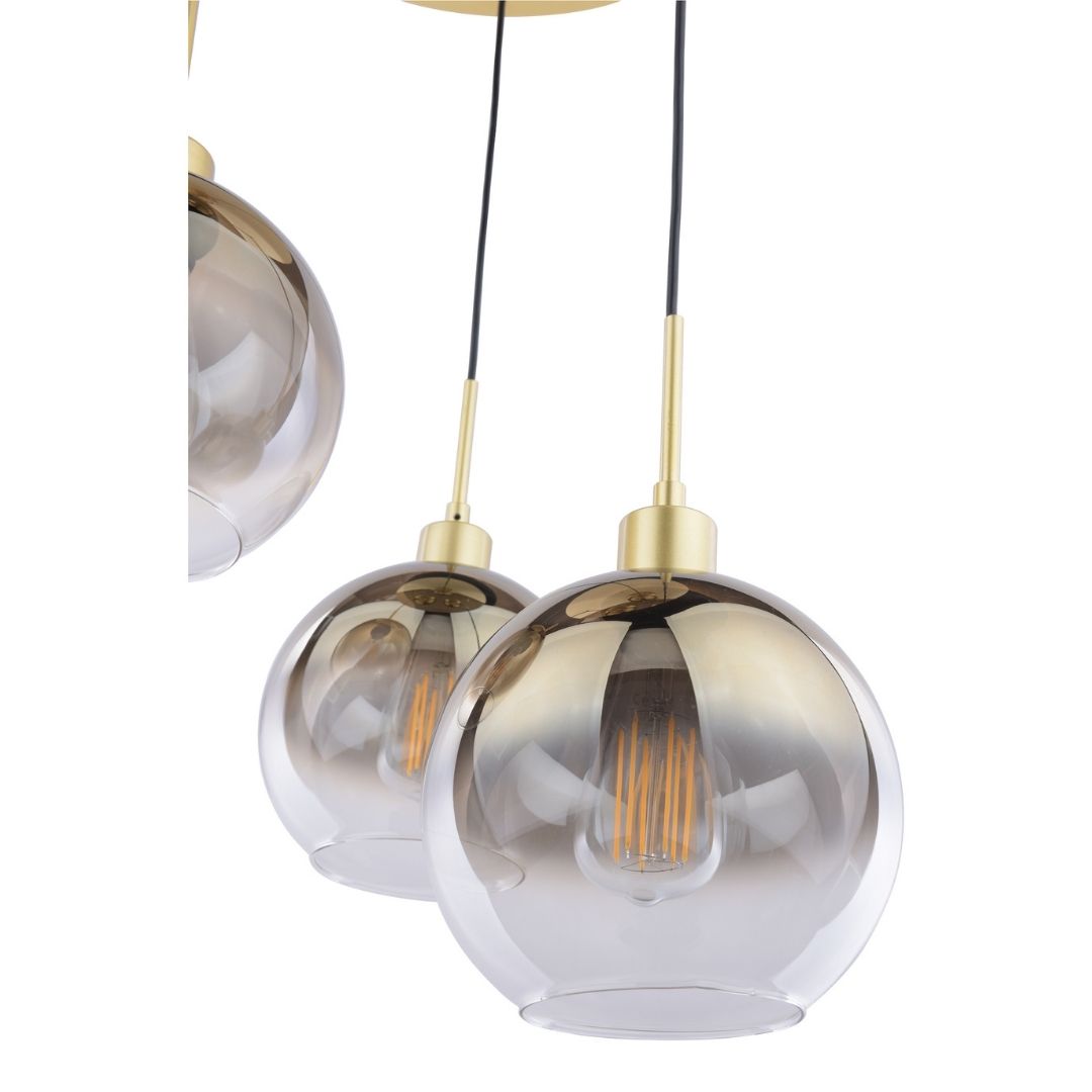 Lycia 3 Light Gold & Ombre Glass Cluster Ceiling Pendant