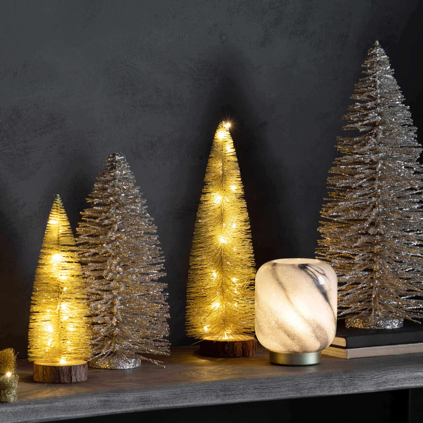 Maeve LED Black & Gold Battery-Powered Glass Table Lamp