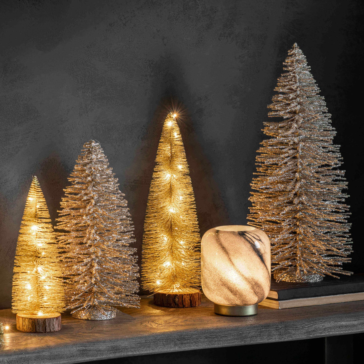 Maeve LED Black & Gold Battery-Powered Glass Table Lamp