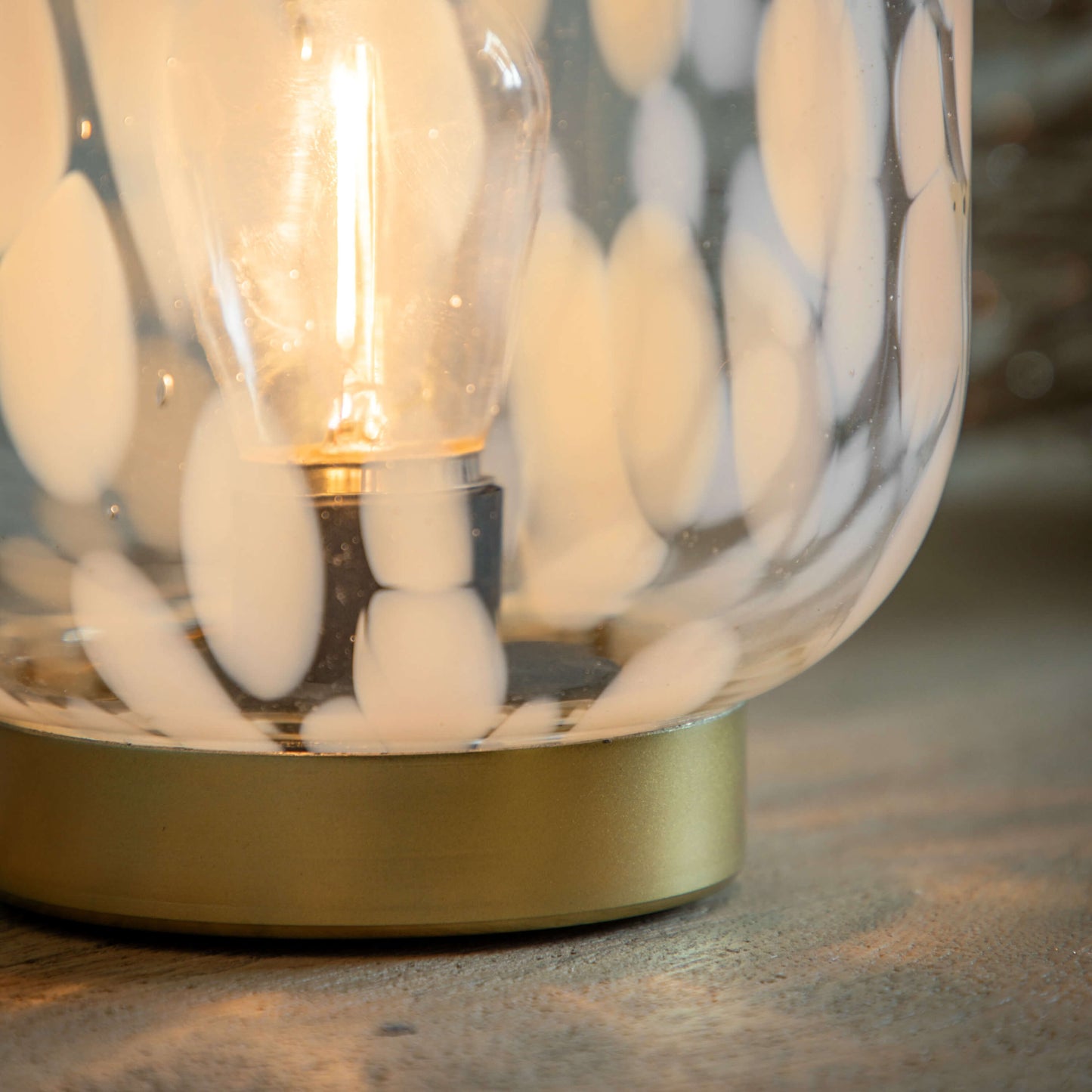 Maeve LED White & Gold Battery-Powered Glass Table Lamp