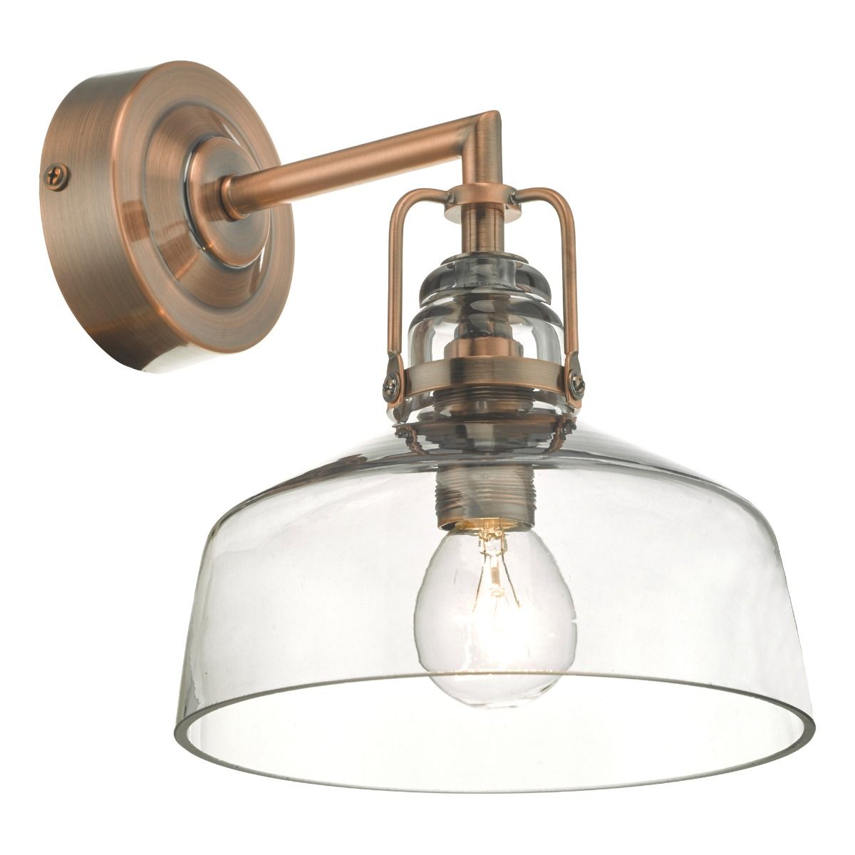 Miles Smoked Glass/Antique Copper Wall Light