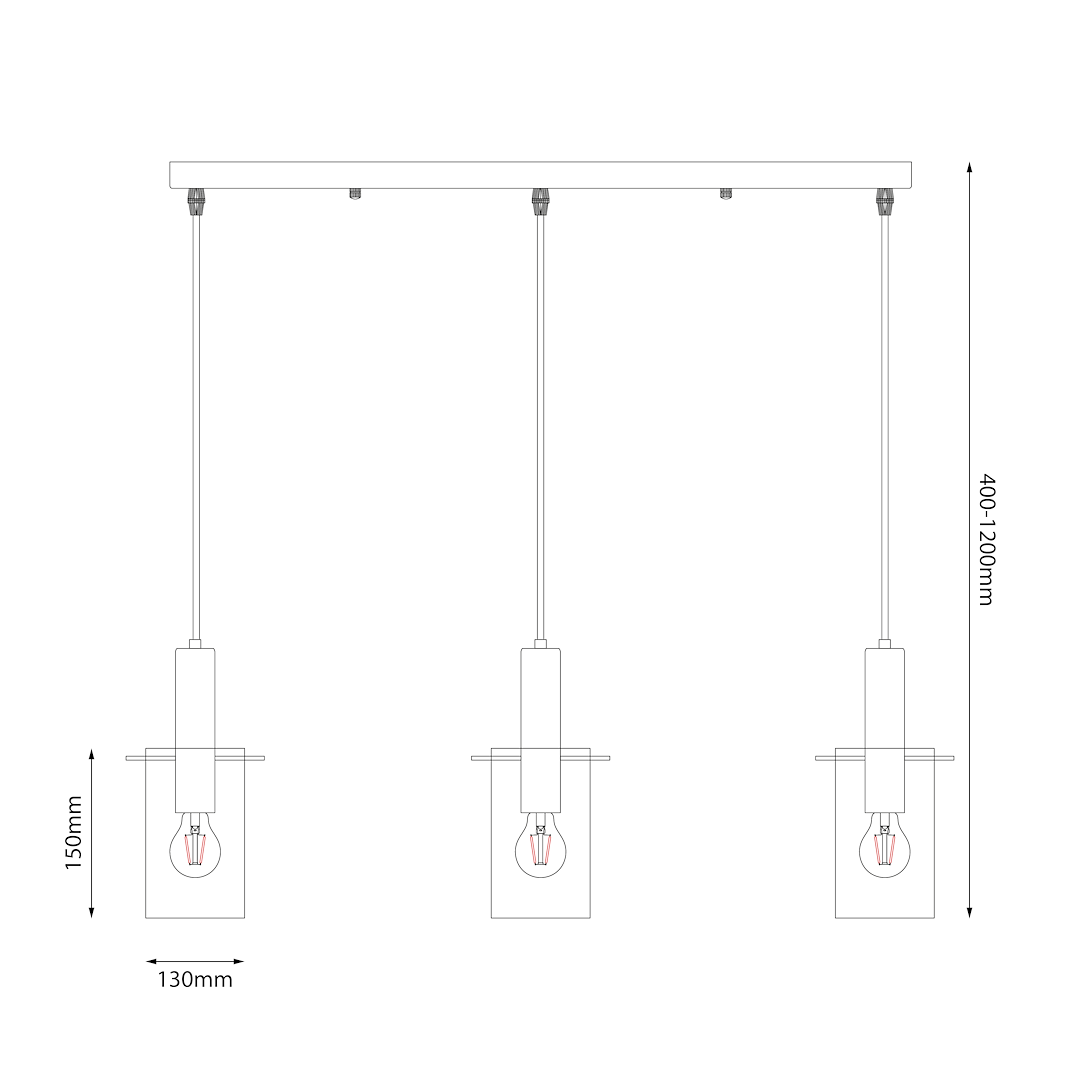 Arcadia Black & Gold 3 Light Pendant Bar