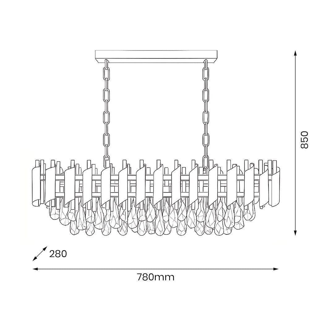 Cristal Black & Gold 10 Light Chandelier