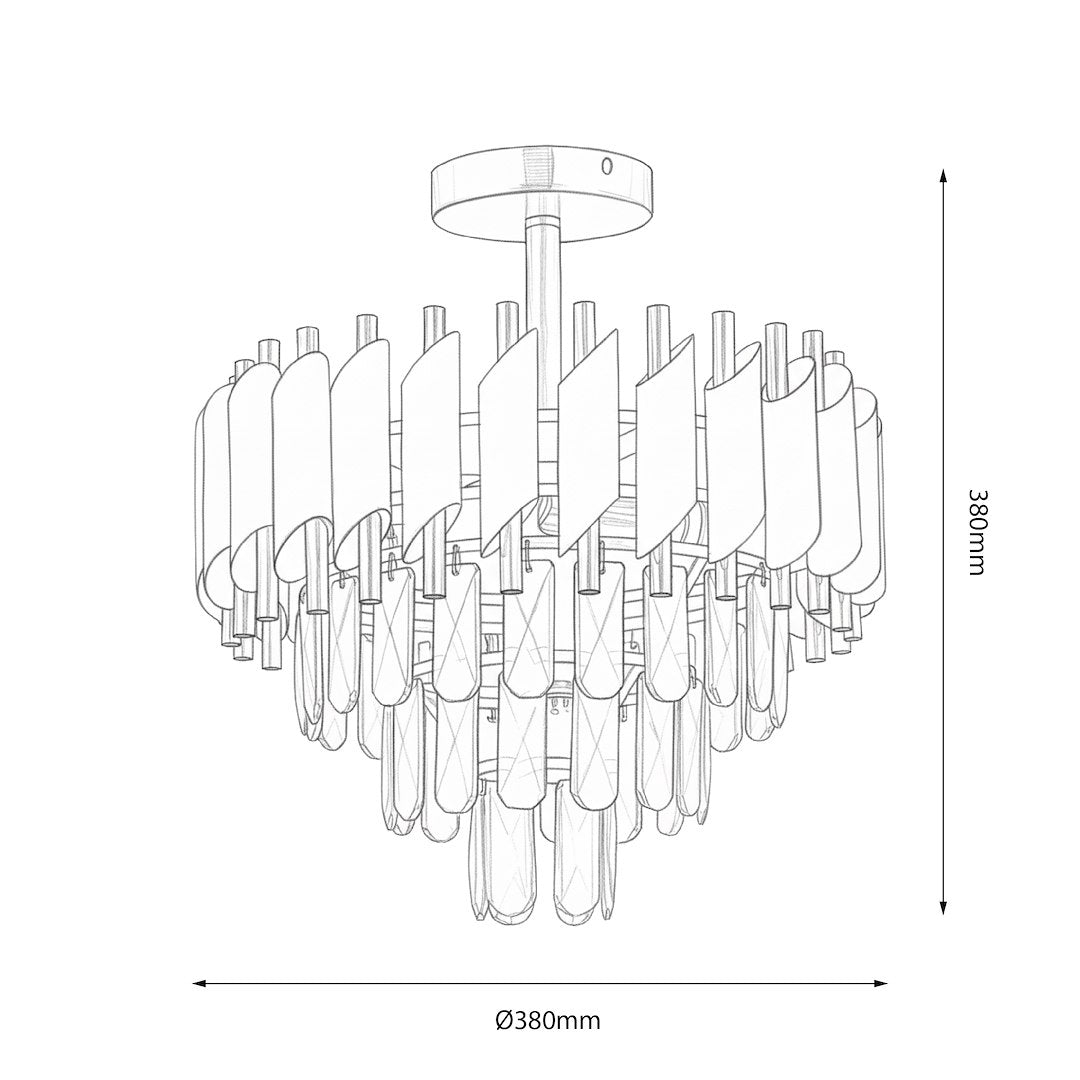 Cristal Black & Gold 5 Light Ceiling Light