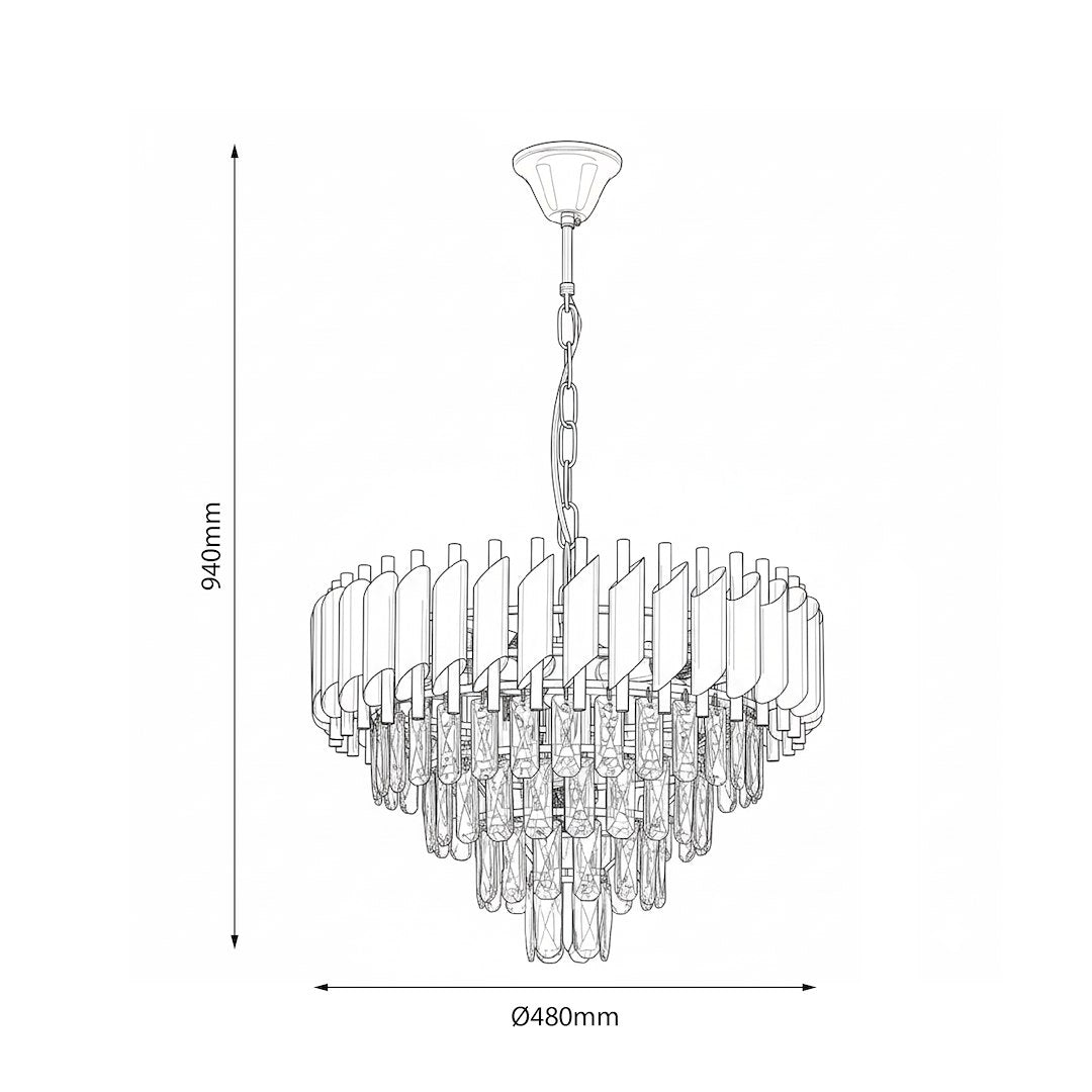 Cristal Black & Gold 7 Light Chandelier