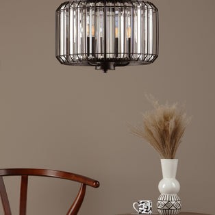 Naeva 3 Light Black Crystal Pendant Ceiling Light