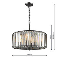 Naeva 4 Light Black Crystal Pendant Ceiling Light