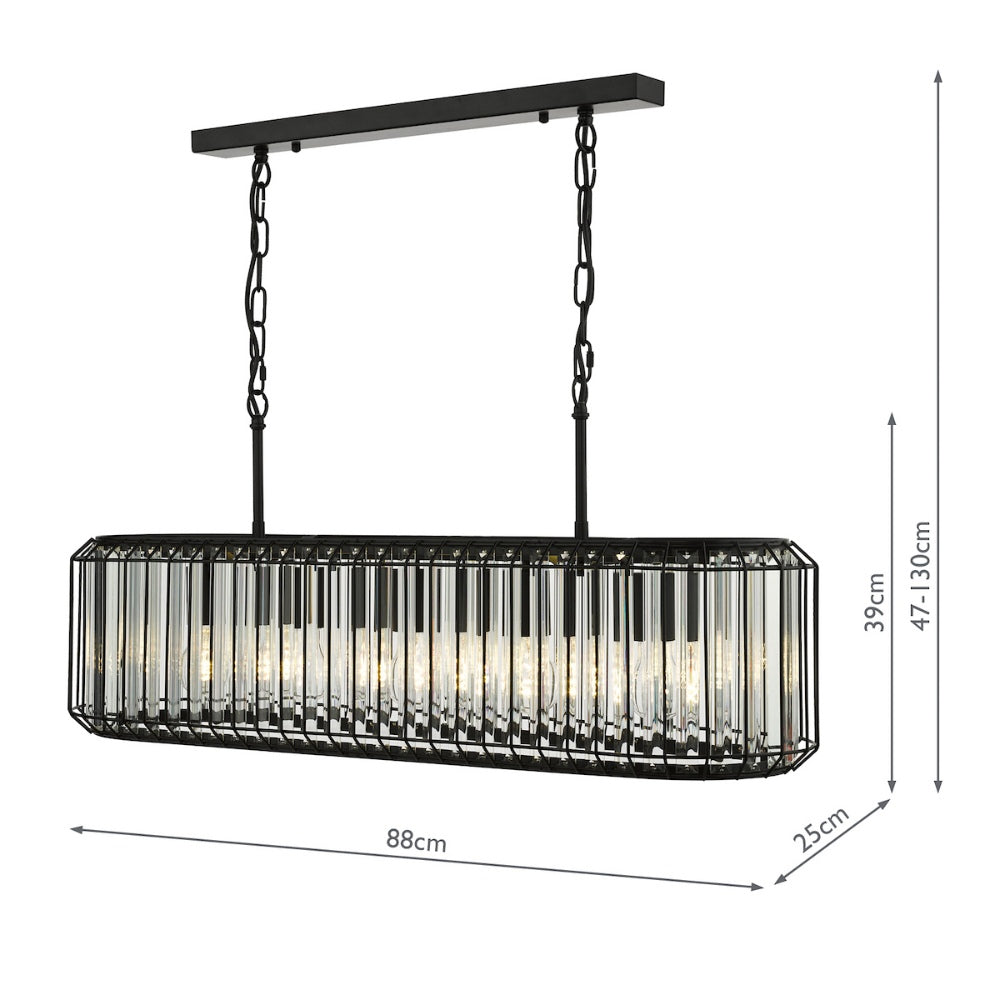 Naeva 5-Light Matte Black and Crystal Pendant