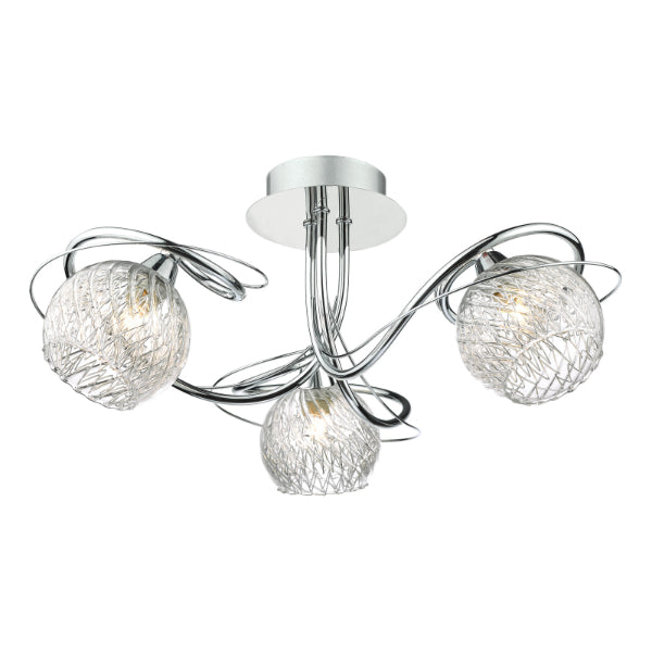 Neso 3 Light Polished Chrome Semi Flush Ceiling Light
