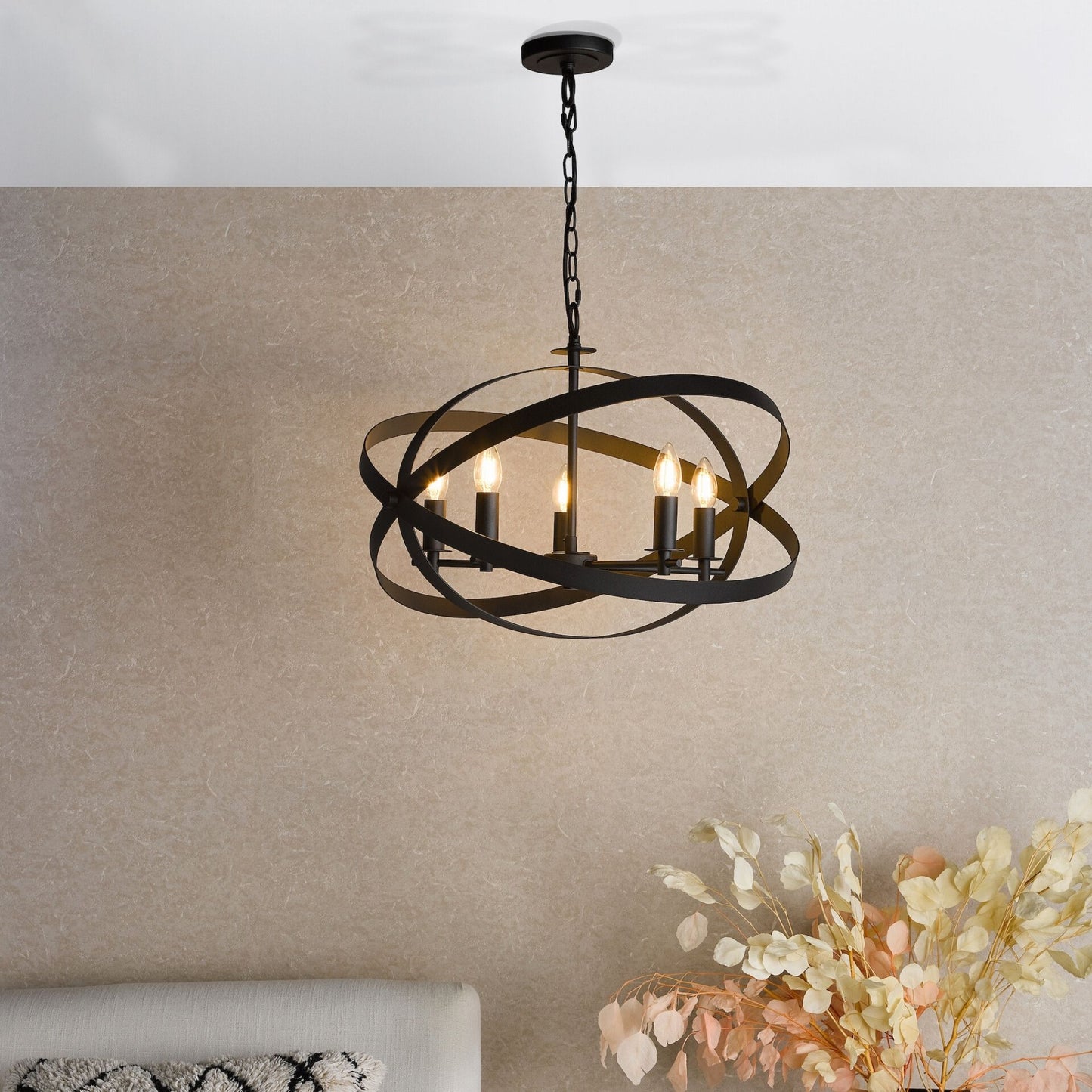 Nitya 5 Light Matte Black Pendant Ceiling Light