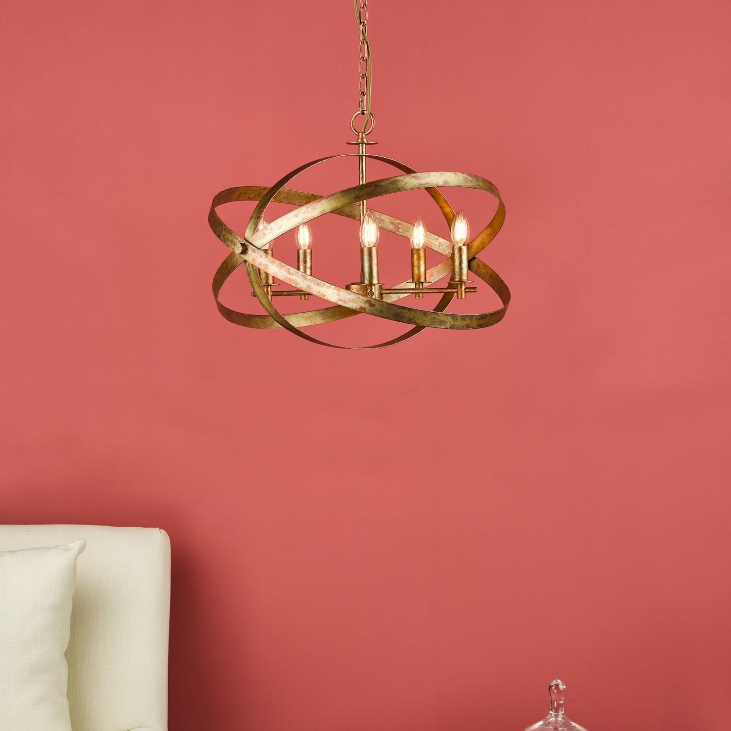 Nitya 5 Light Mottled Copper Pendant Ceiling Light