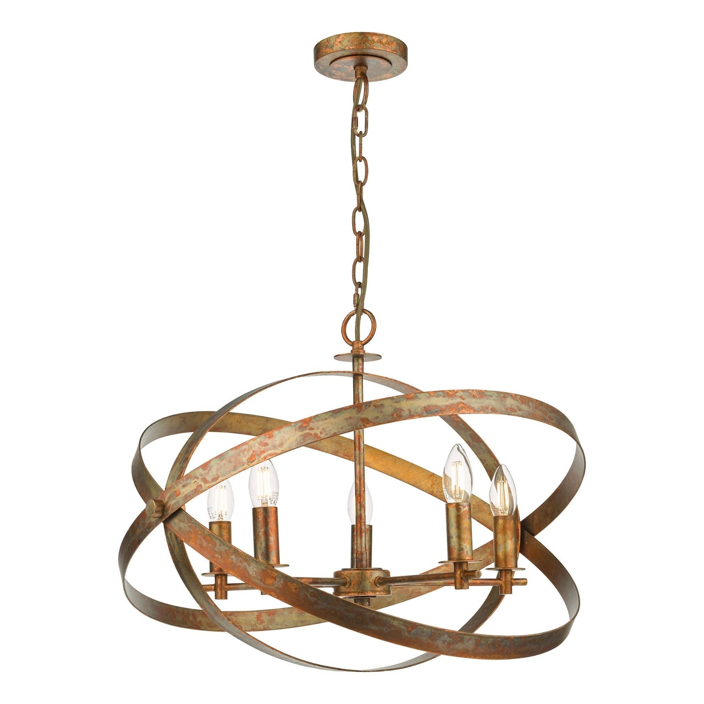 Nitya 5 Light Mottled Copper Pendant Ceiling Light