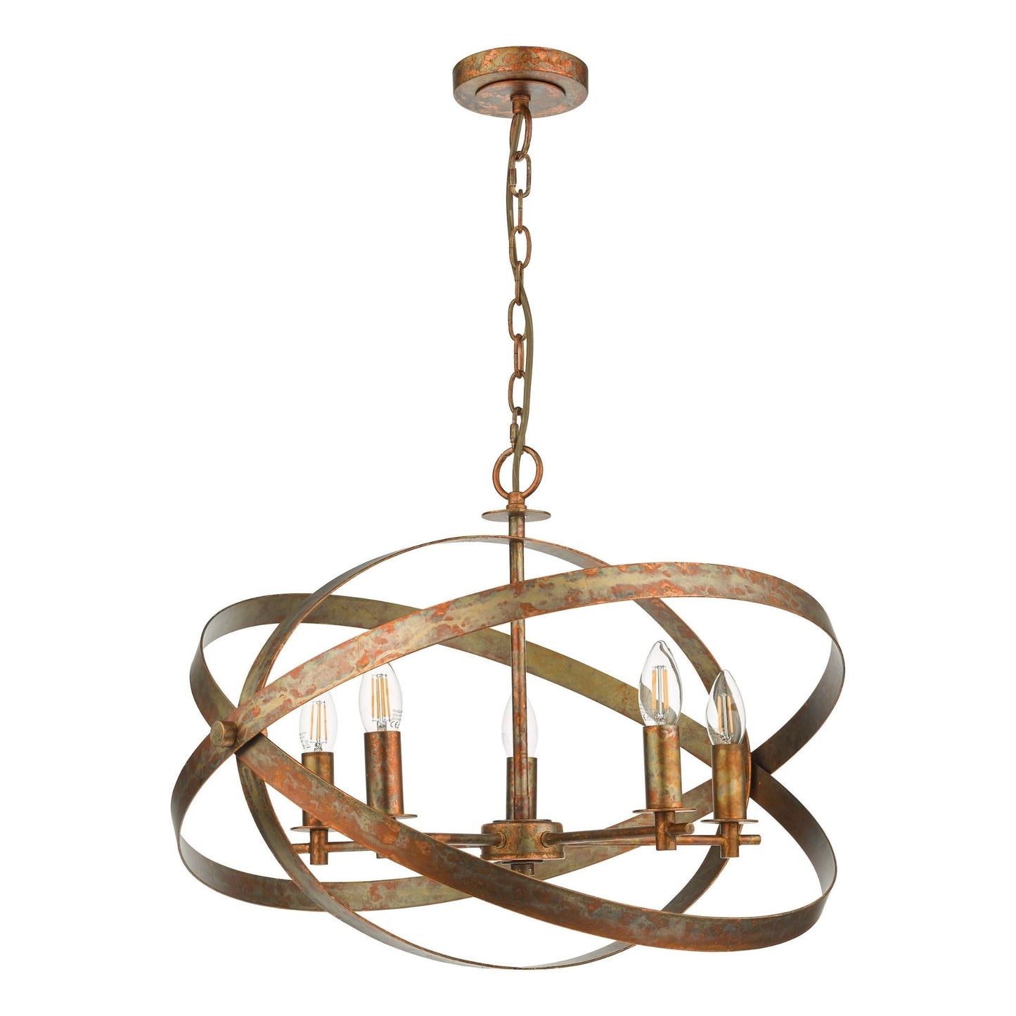 Nitya 5 Light Mottled Copper Pendant Ceiling Light