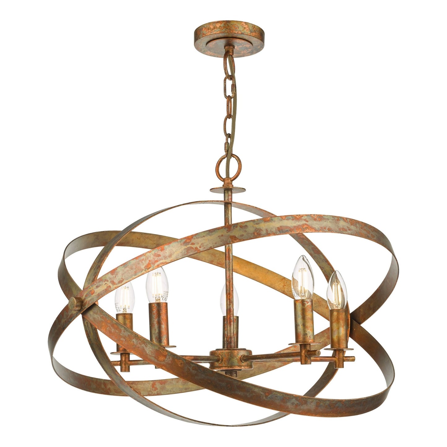 Nitya 5 Light Mottled Copper Pendant Ceiling Light