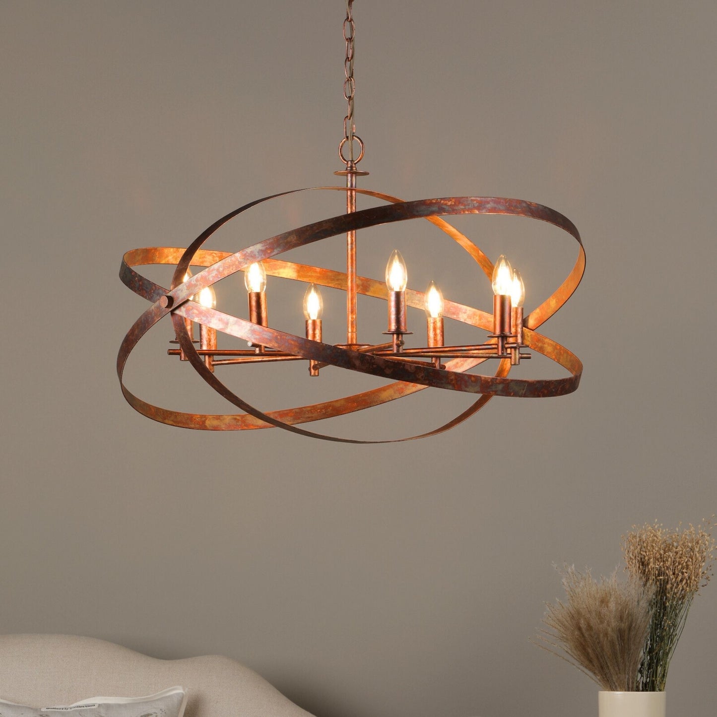 Nitya 8 Light Mottled Copper Pendant Ceiling Light