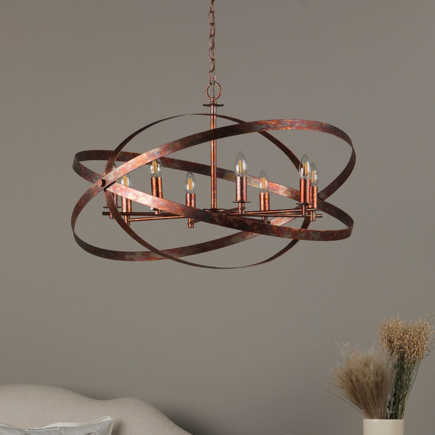Nitya 8 Light Mottled Copper Pendant Ceiling Light