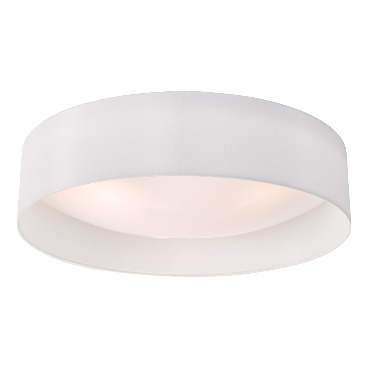 Nysa 3 Light Flush White Faux Silk Ceiling Light
