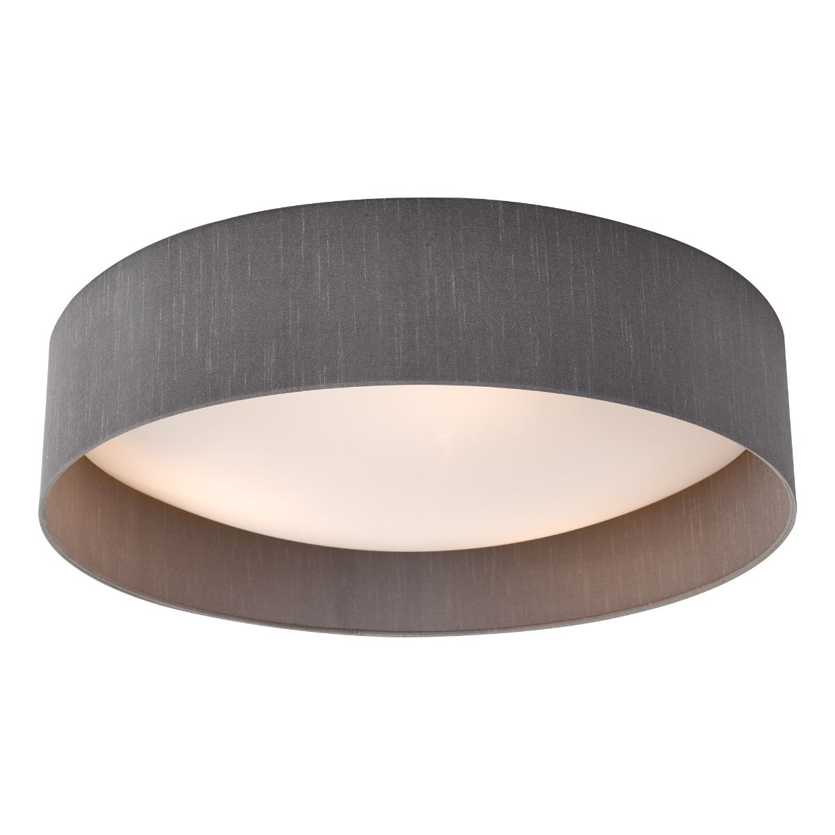 Nysa 3 Light Flush Grey Faux Silk Ceiling Light