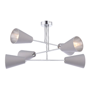 Oden 6 Light Grey Semi-Flush Ceiling Light