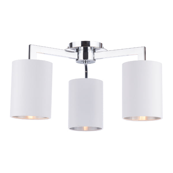 Olive 3 Light Polished Chrome Semi-Flush Ceiling Light