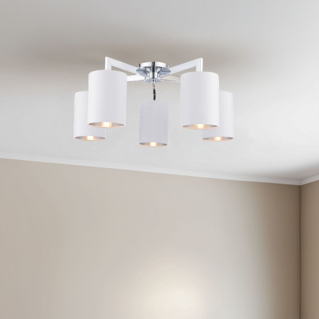 Olive 5 Light Polished Chrome Semi-Flush Ceiling Light