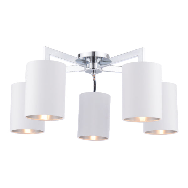 Olive 5 Light Polished Chrome Semi-Flush Ceiling Light
