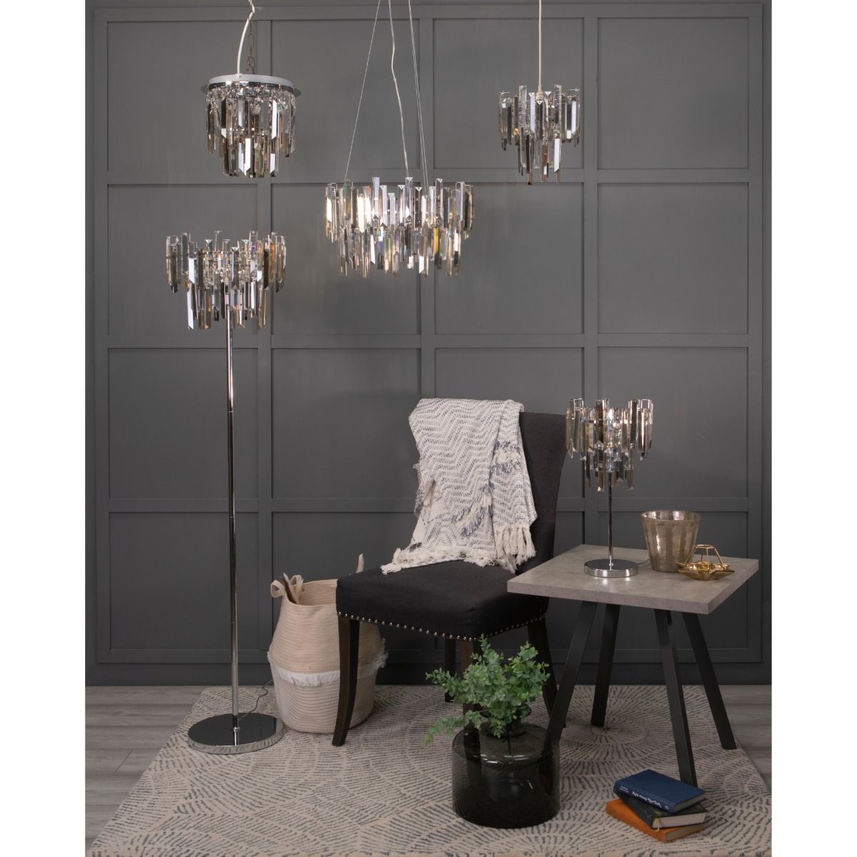 Onega 3 Light Polished Chrome & Glass Flush Ceiling Light