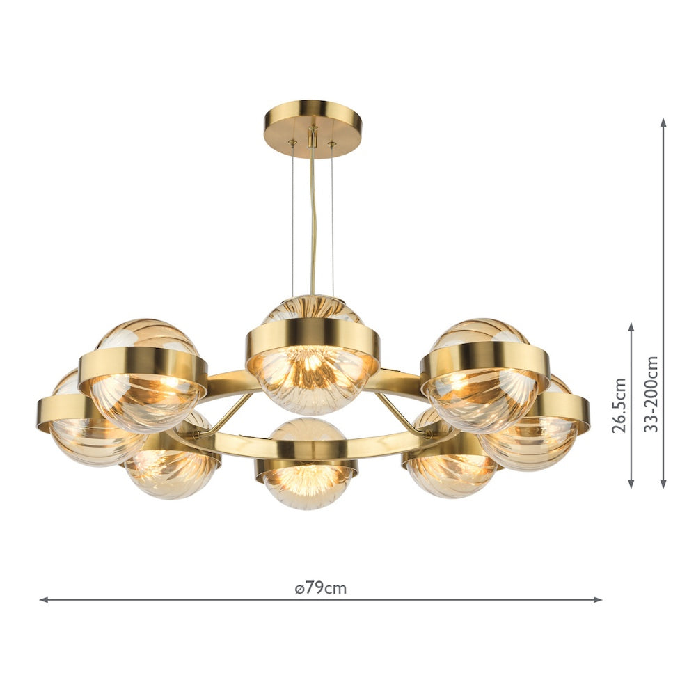 Ophira 8-Light Antique Gold Pendant