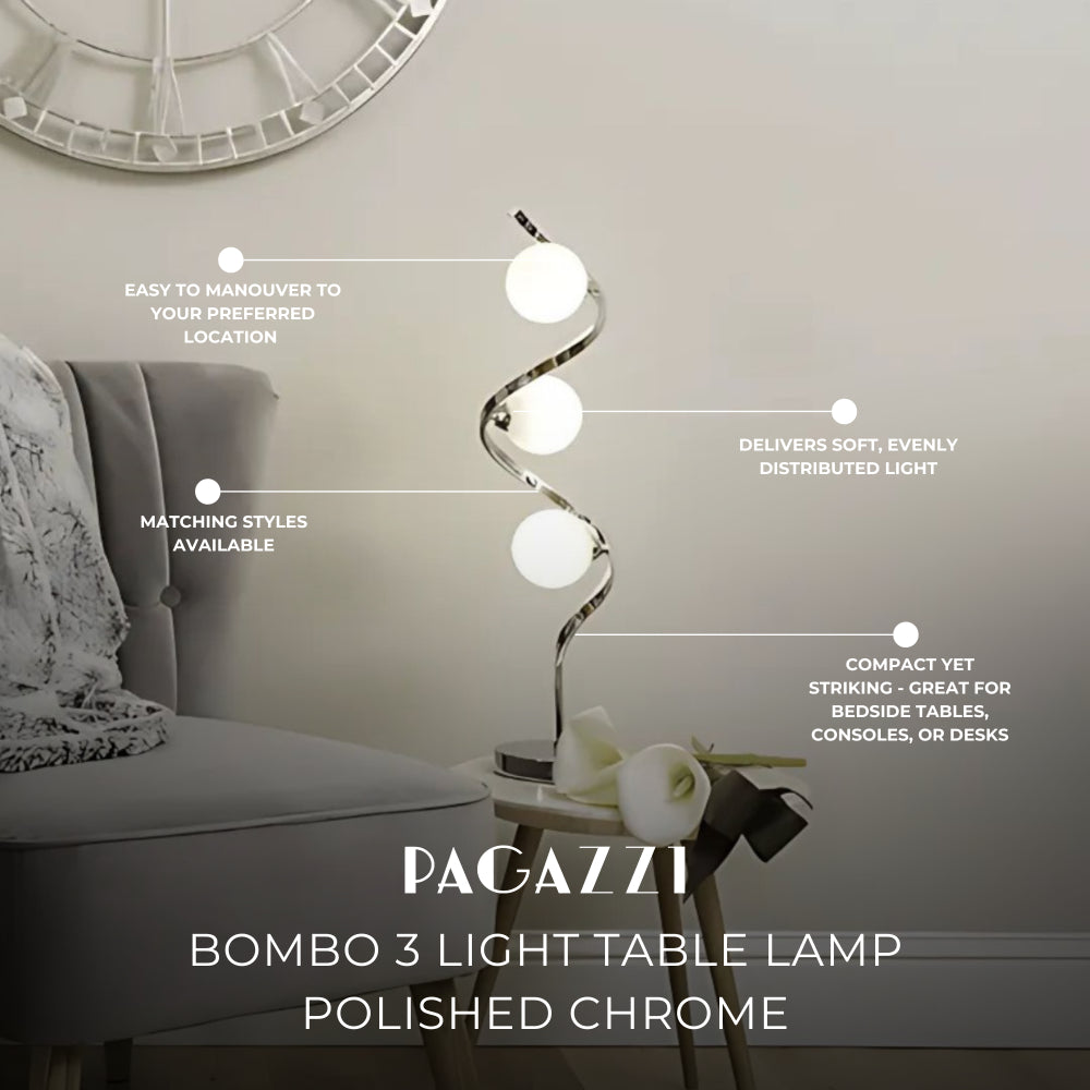 Bombo 3 Light Table Lamp Polished Chrome