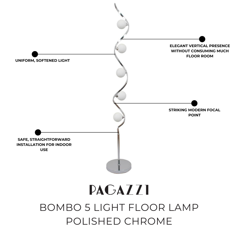 Bombo 5 Light Floor Lamp Polished Chrome