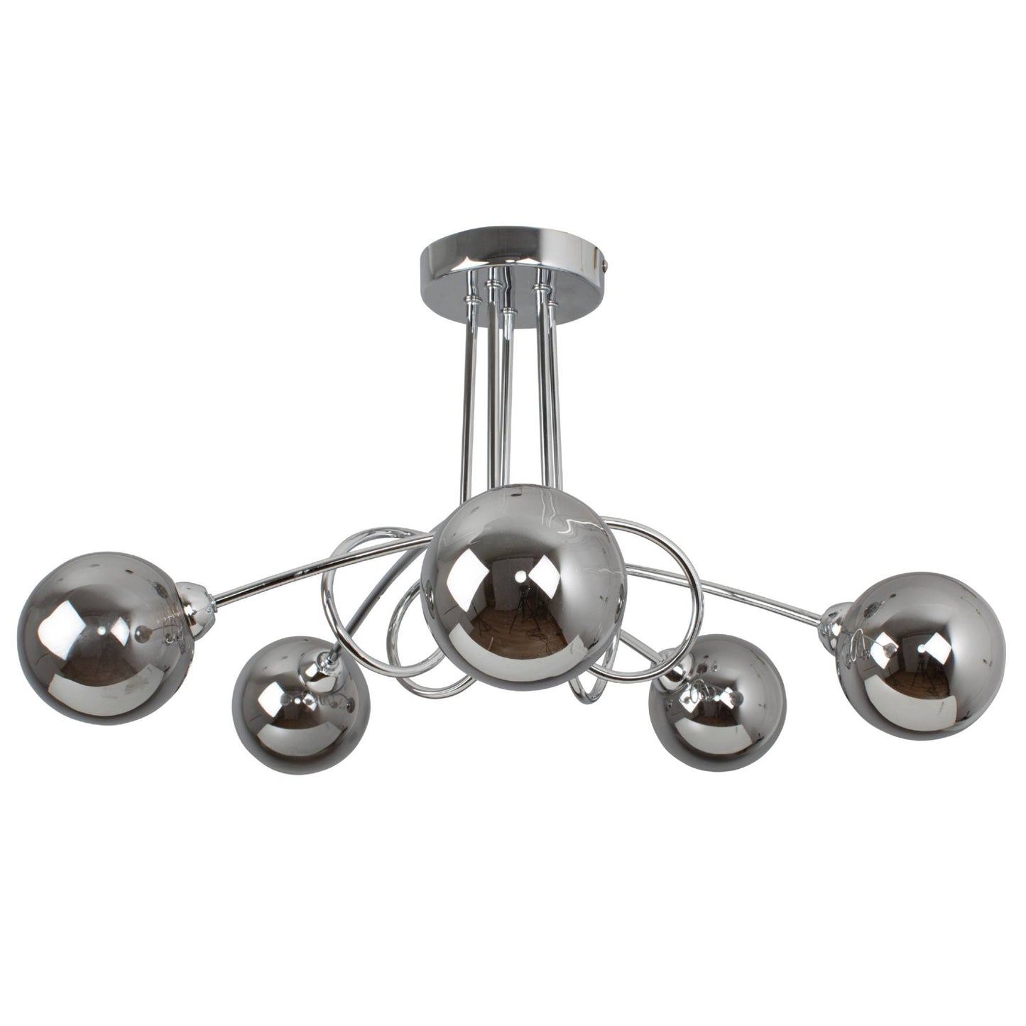 Xena Polished Chrome and Smoked Glass 5 Light Semi Flush Ceiling Light