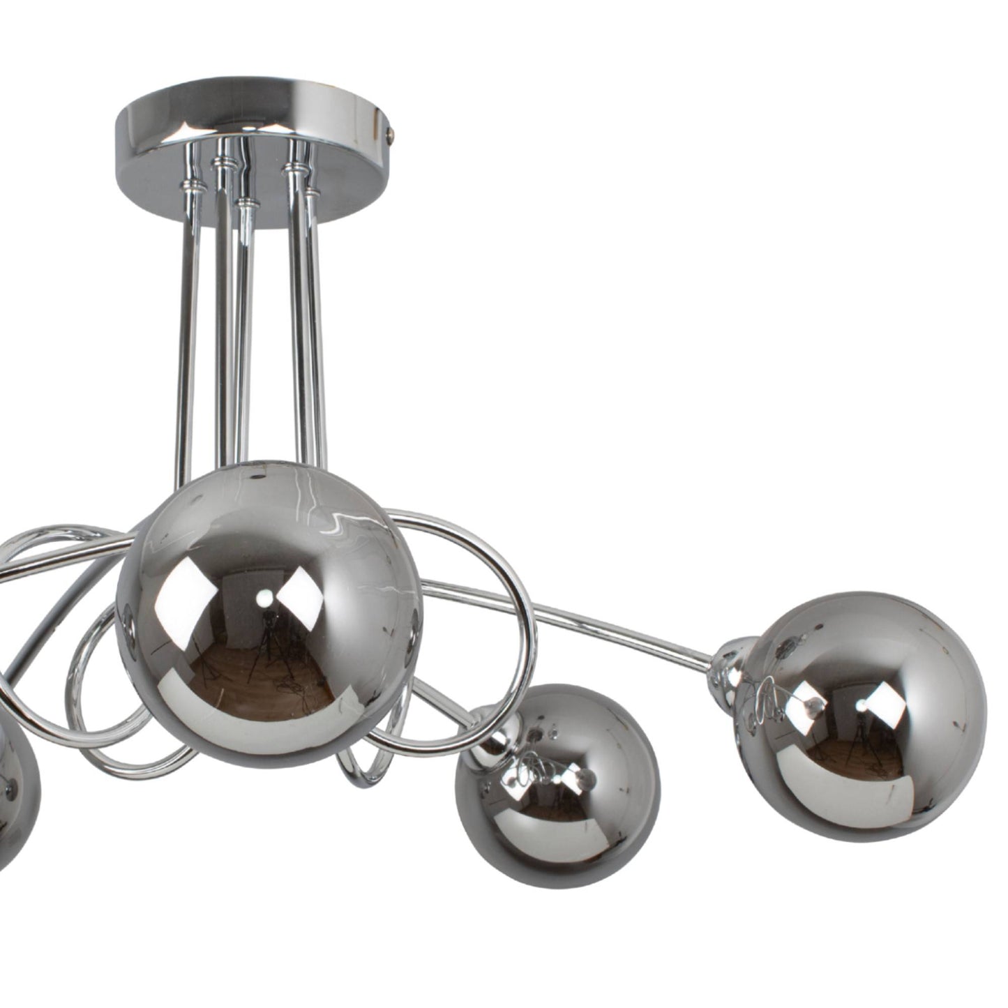 Xena Polished Chrome and Smoked Glass 5 Light Semi Flush Ceiling Light