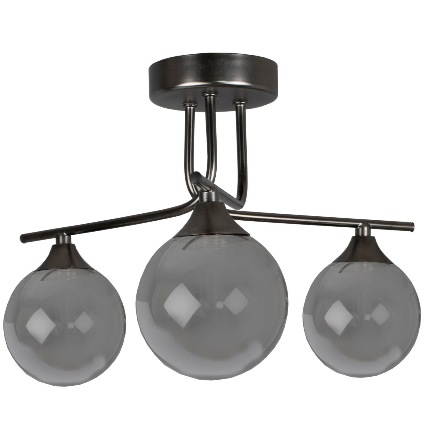 Carney Gun Metal Smoked 3 Light Semi Flush Ceiling Light