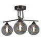 Carney Gun Metal Smoked 3 Light Semi Flush Ceiling Light