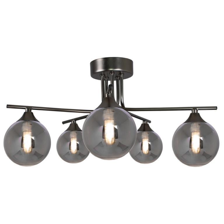 Carney Gun Metal Smoked 5 Light Semi Flush Ceiling Light
