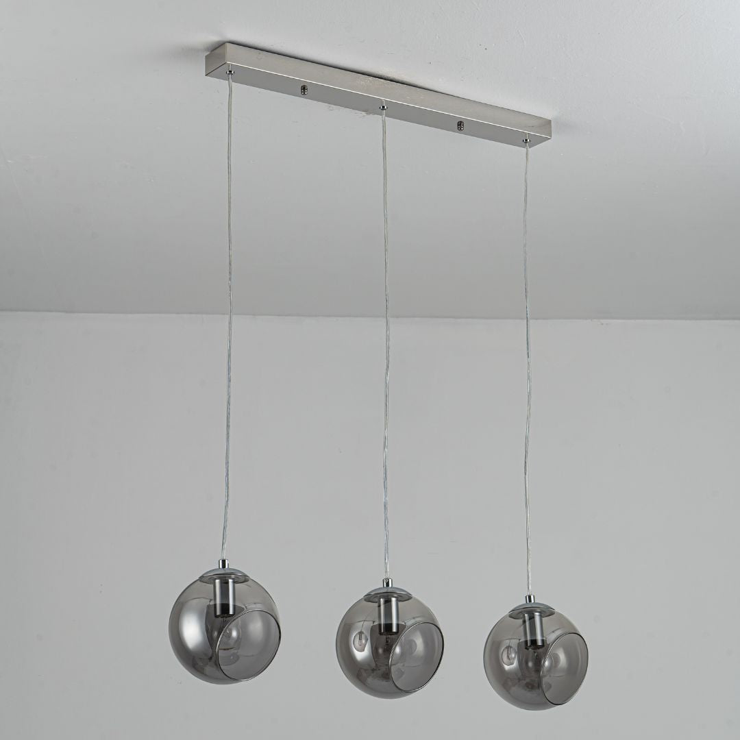 Nia Chrome Smoke 3-Light Pendant Bar