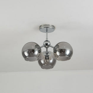 Nia Chrome Smoke 3-Light Semi-Flush Ceiling Light
