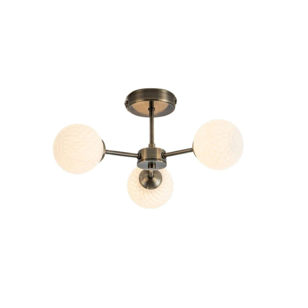 Lior 3-Light Antique Brass Semi-Flush Ceiling Light