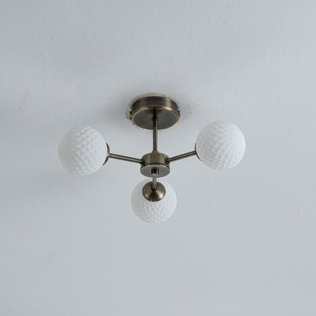 Lior 3-Light Antique Brass Semi-Flush Ceiling Light