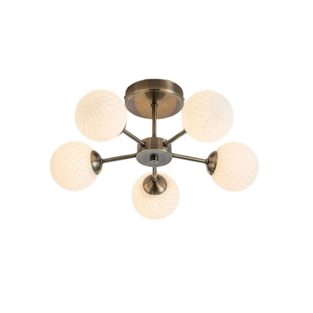 Lior 5-Light Antique Brass Semi-Flush Ceiling Light