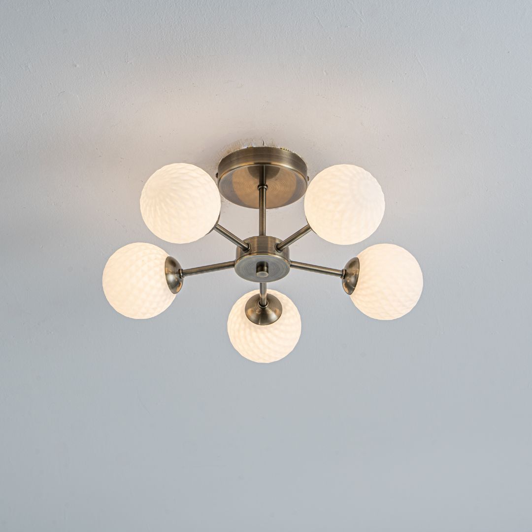 Lior 5-Light Antique Brass Semi-Flush Ceiling Light