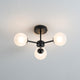 Niva 3-Light Black Frosted Glass Semi-Flush Ceiling Light