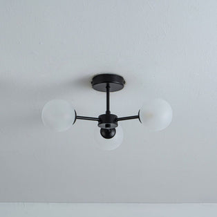 Niva 3-Light Black Frosted Glass Semi-Flush Ceiling Light