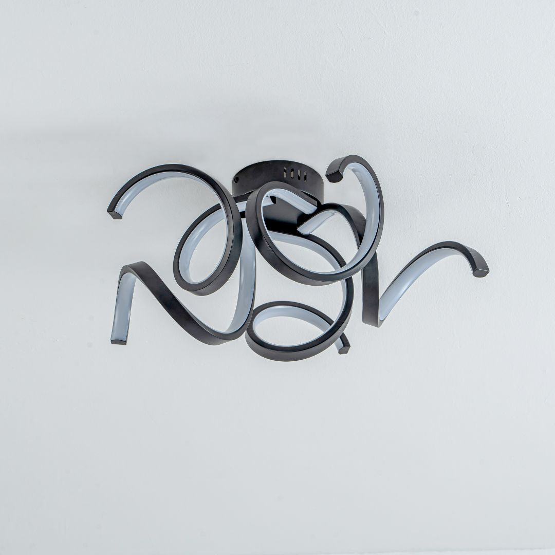 Fiona 5 Light Black LED Semi Flush Ceiling Light